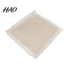 Retro Lace Chair Mat Cotton Linen Pad with Ties, Square Summer Seat Solid Wood Trim, 15.75" X Breathable Washable for Dining Office