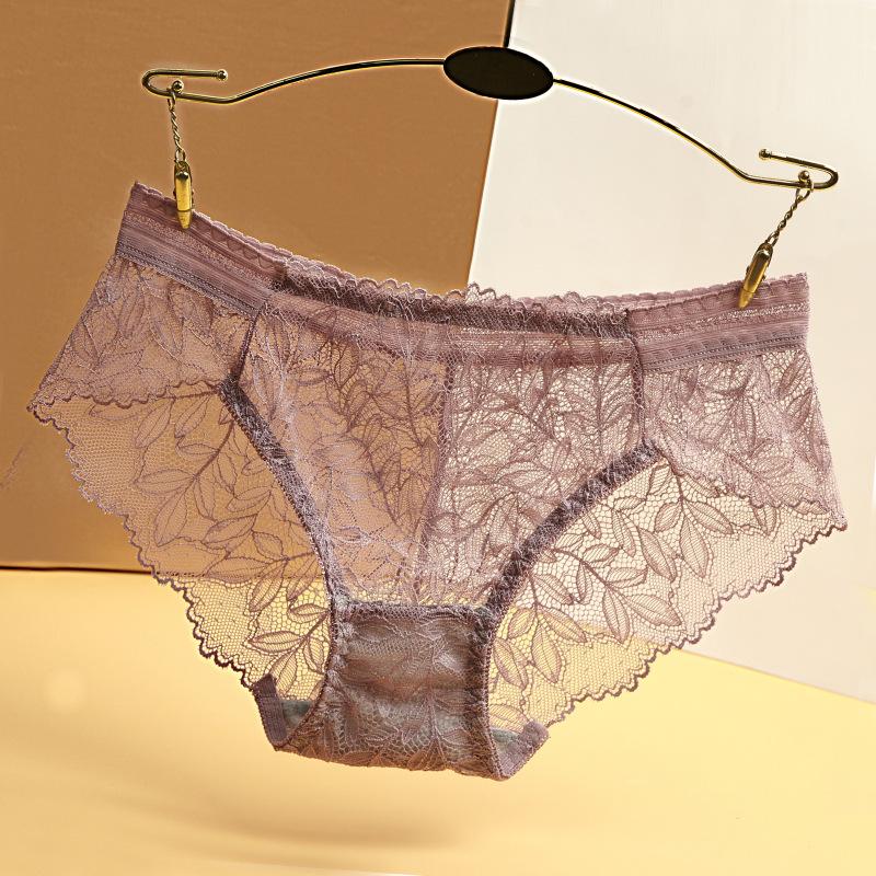 Transparent Lace Sexy Women's Underwear with No Trace Low Waist Breathable Triangle Pants for Women