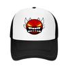 Angry Red Demon Face Logo Mesh Baseball Cap Breathable Trucker Hat for Unisex and Women Fashion Streetwear Accessory