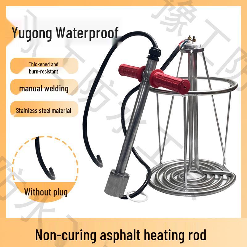 Heat-Resistant Asphalt Heater Rod with Thick Rubber Coating, Heightening Feature & Stainless Steel Red Handle