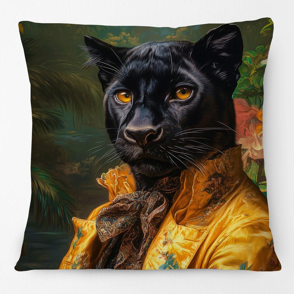 European Retro Vintage Royal Animals Portraits Leopard Panther Dog Cat Cushion Covers Sofa Pillowcase