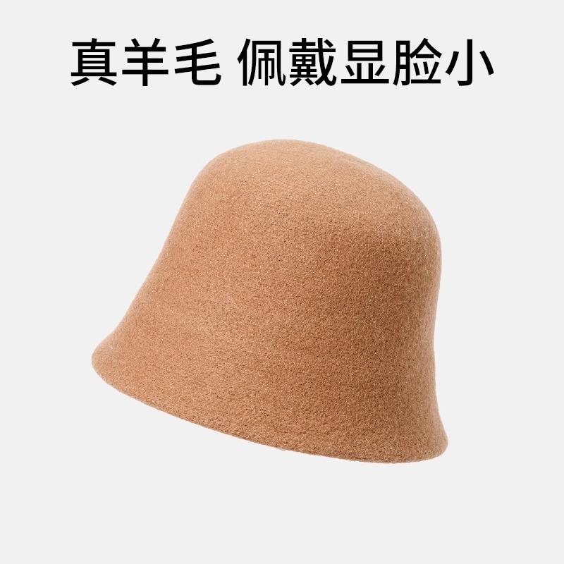 Premium sense bucket hat autumn and winter women's new wool hat winter warm basin hat show face small bucket hat