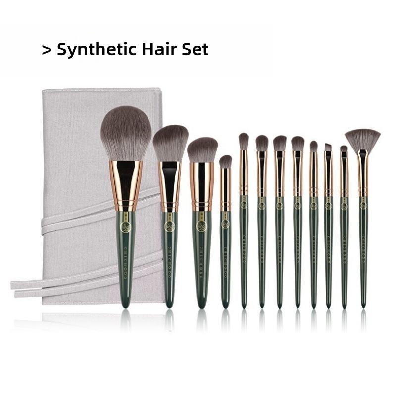 CHICHODO Oliva Green Set di pennelli per il trucco, set di pennelli cosmetici di lusso in setole sintetiche morbide