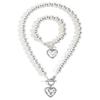 European and American Simple Imitation Pearl Heart Pendant Necklace