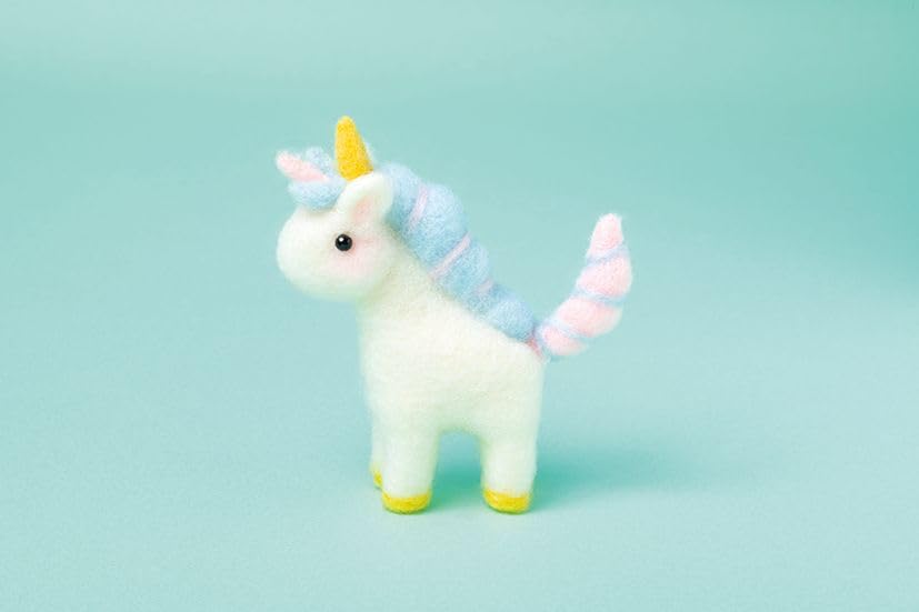 Hamanaka Felting Wool Needle Felted Fluffy Village Unicorn Dreamy Charm with Design by Midori Hattori Kit & (Made Aclaine) (H441-660)