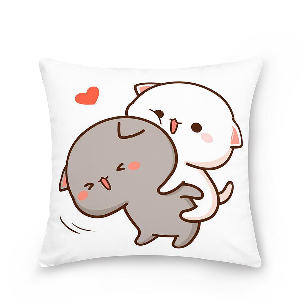 

Домашняя персиковая подушка с изображением кота, наволочка, наволочка для дивана, автомобиля, рождественское украшение, наволочка для спальни, гостиной 40x40cm