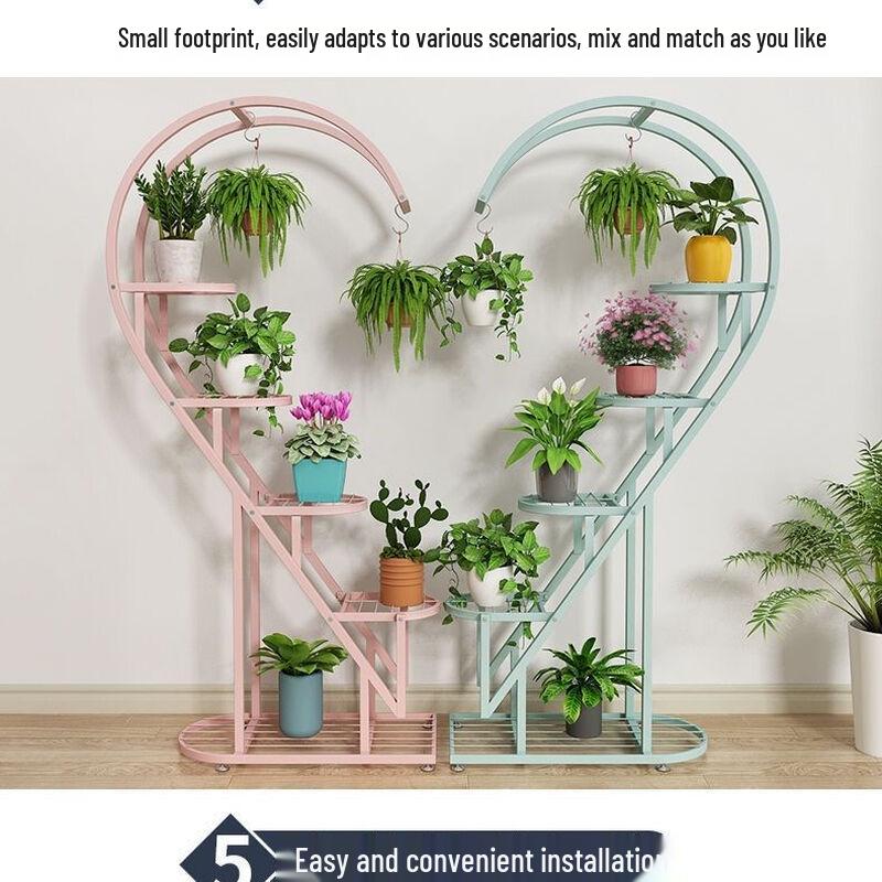 Heart-Shaped Balcony Flower Stand