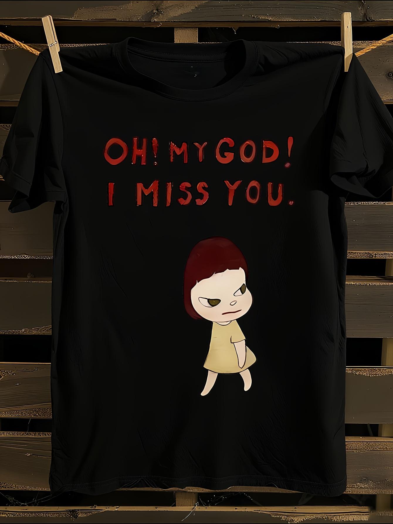 Miss You Black O Neck T-shirt XXXL