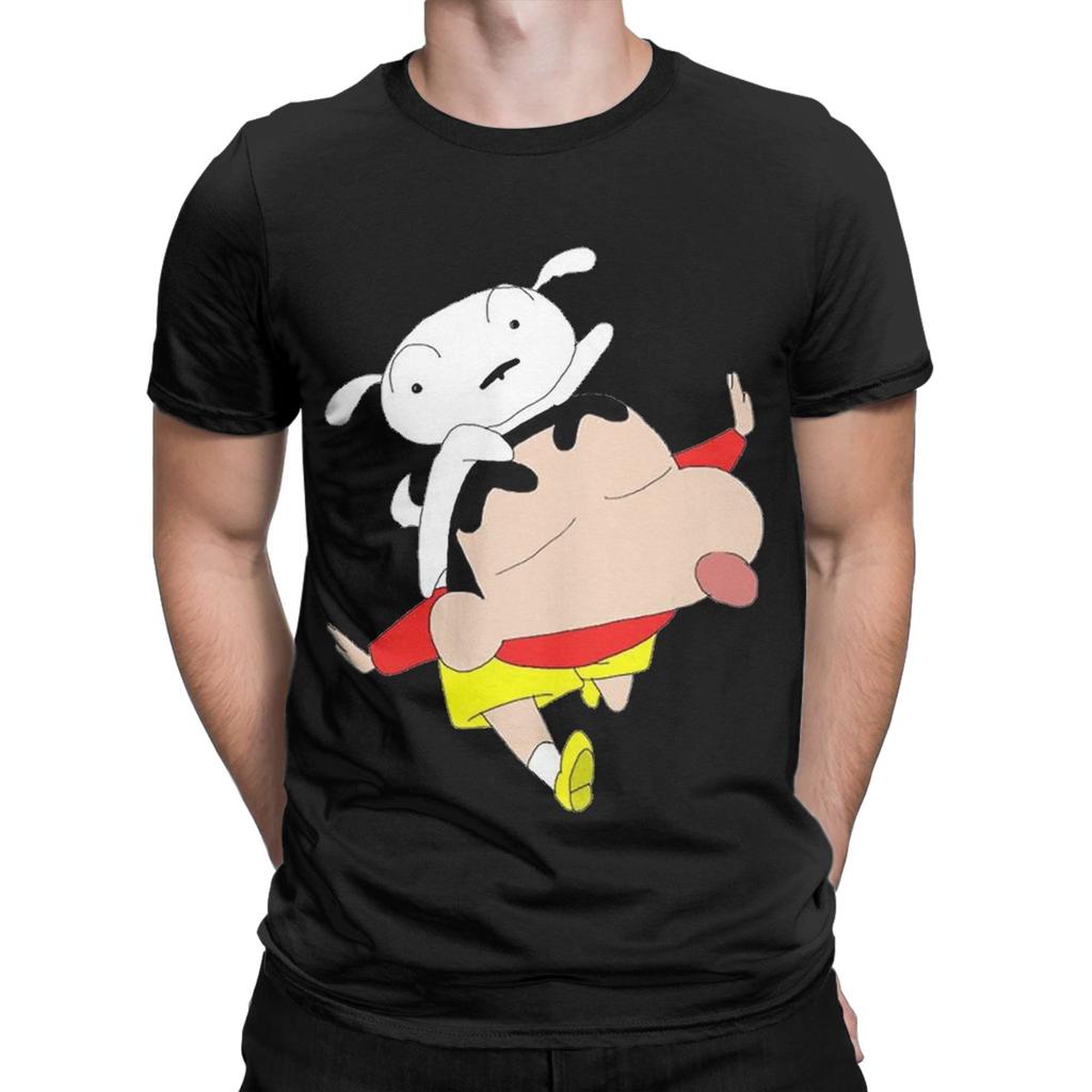 Crayon Shin-chan T-Shirt Herren 100% Baumwolle Freizeit T-Shirt Rundhals T-Shirts Kurzarm Tops Übergröße