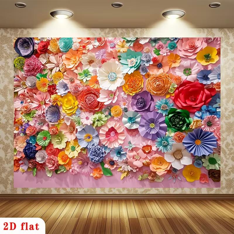 2D Multicolor Paper Flower Garden Background Cloth Photo Booth Prop