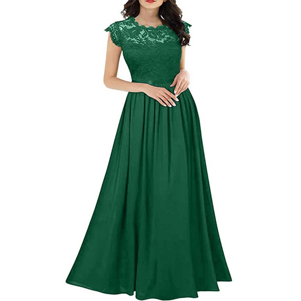 Fashion Ladies Chiffon Dress Gown Temperament Elegant Lace Long Skirt