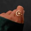 Sterling Geometric Moon Star Crescent Zircon Ring Women Adjustable Open Band Fashion Minimalist Jewelry
