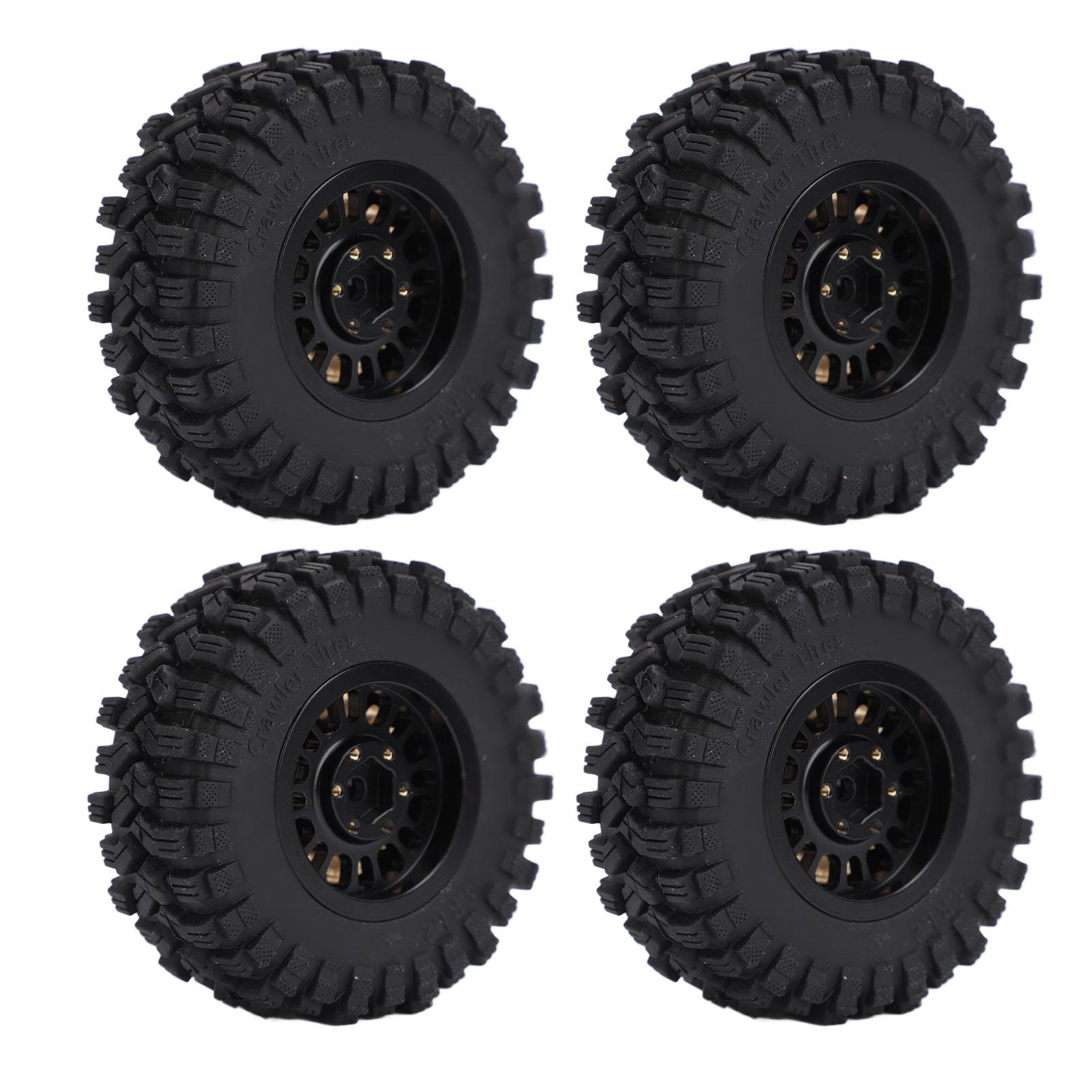 

4Pcs Brass Wheel Tire Set 1.2in Hub Replacement for Traxxas 118 RC Crawler Car Black