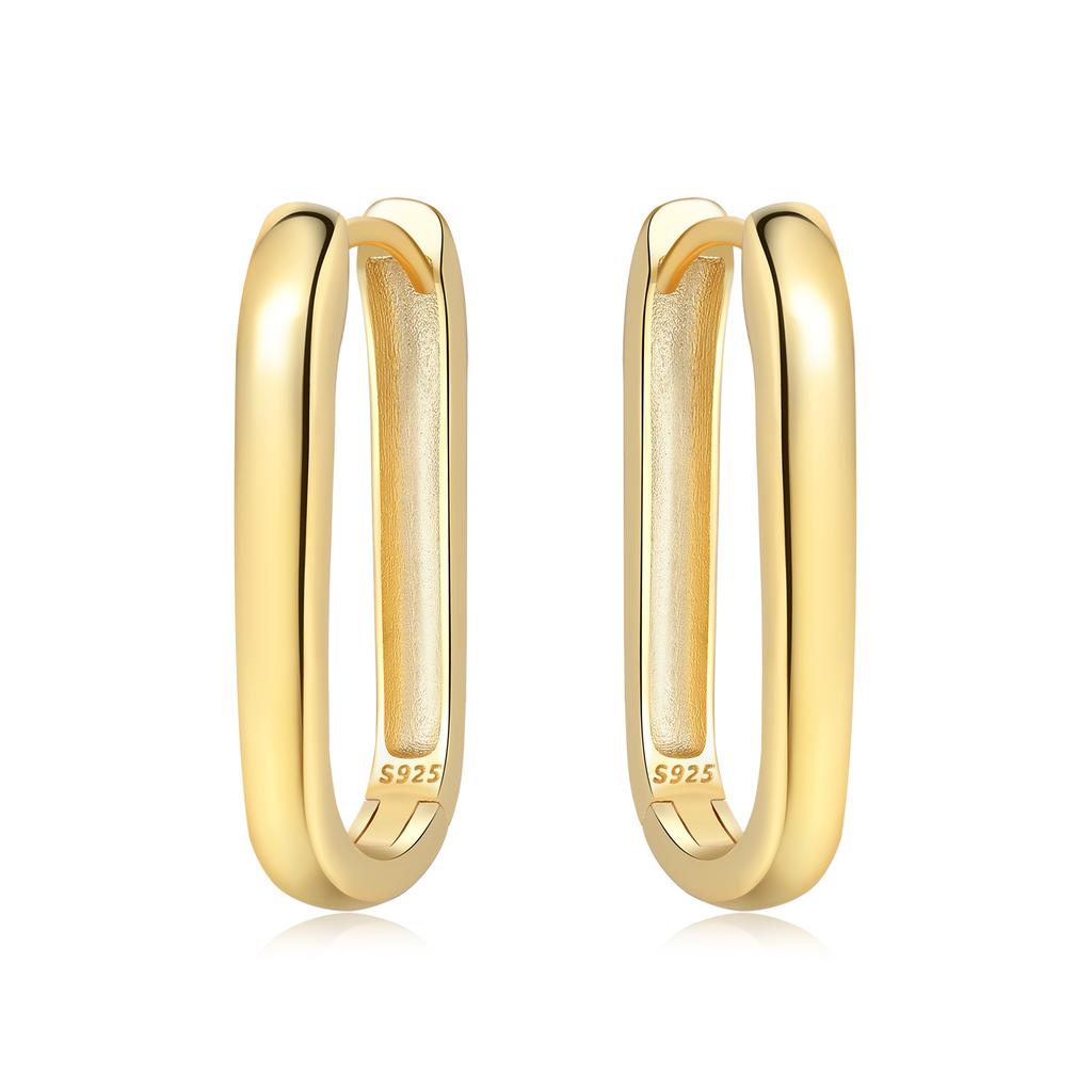 925 Sterling Silver Simple Gold U-shaped Earrings Jewelry Versatile Hoop Earrings for Women Jewelry Fine Birthday Party Gifts