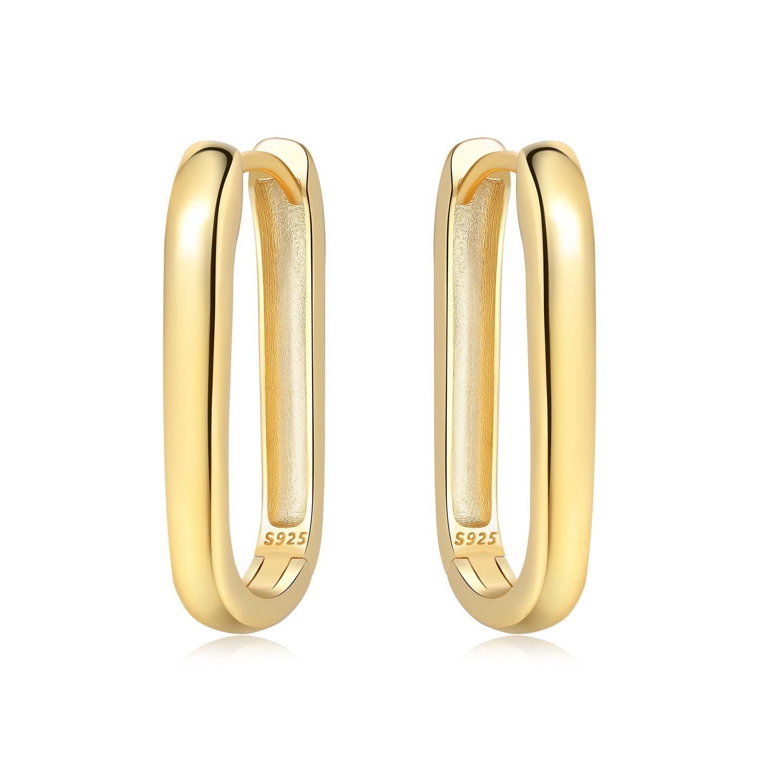 925 Silver Simple Gold U-shaped Earrings Jewelry Versatile Hoop Earrings For Women Jewelry Fine Birthday Party Gifts