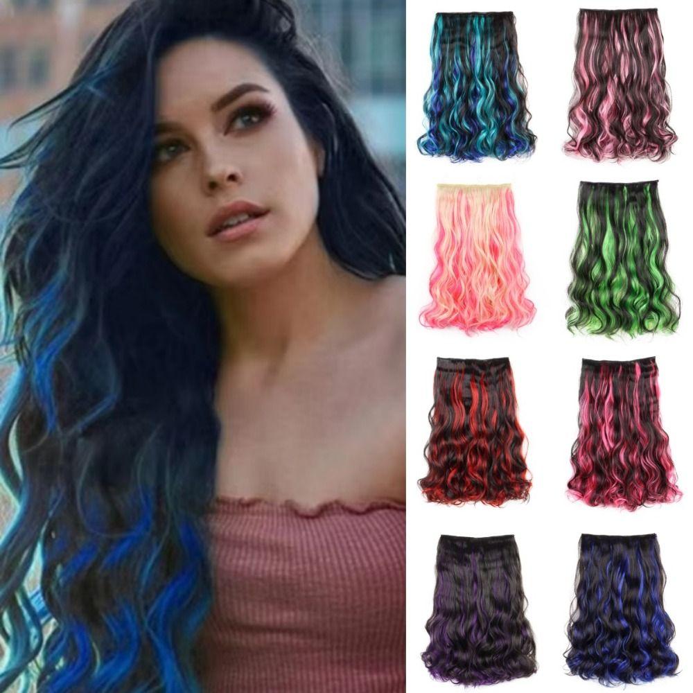 One Piece Colored Hairpieces Ombre Natural Lifelike Wig Soft Long Curly Hair Extensions For Women