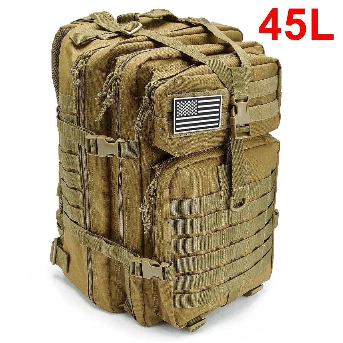 

45L Man Tactical Backpacks HkingTraveling Bags Survival Outdoor 3P Assault Pack EDC Molle Pack For Trekking Hunting Bag