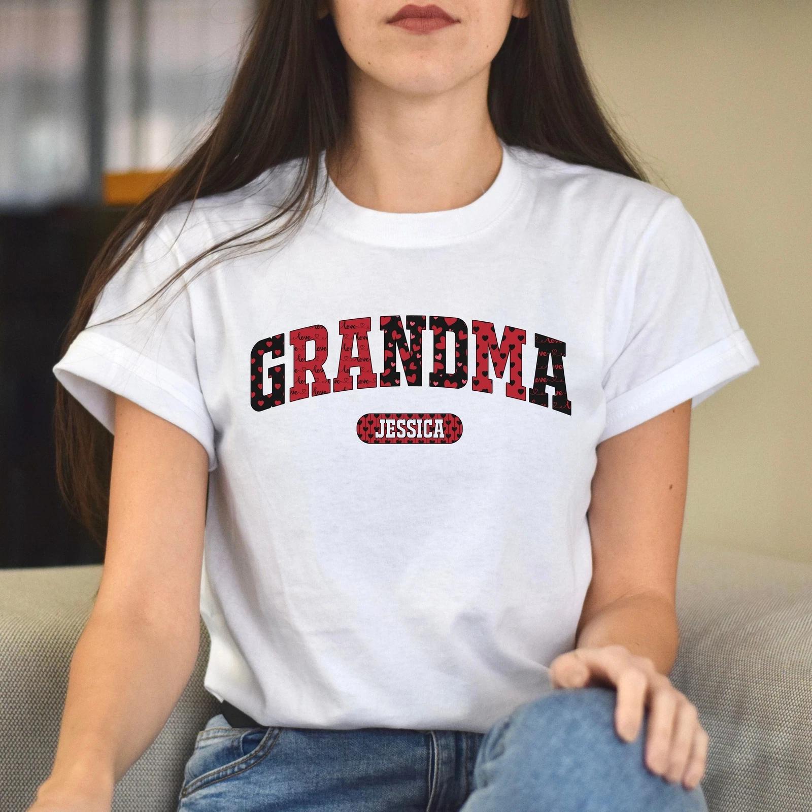 Personalized Grandma Valentine s Day Unisex T-Shirt Custom name grandmother hear 4XL