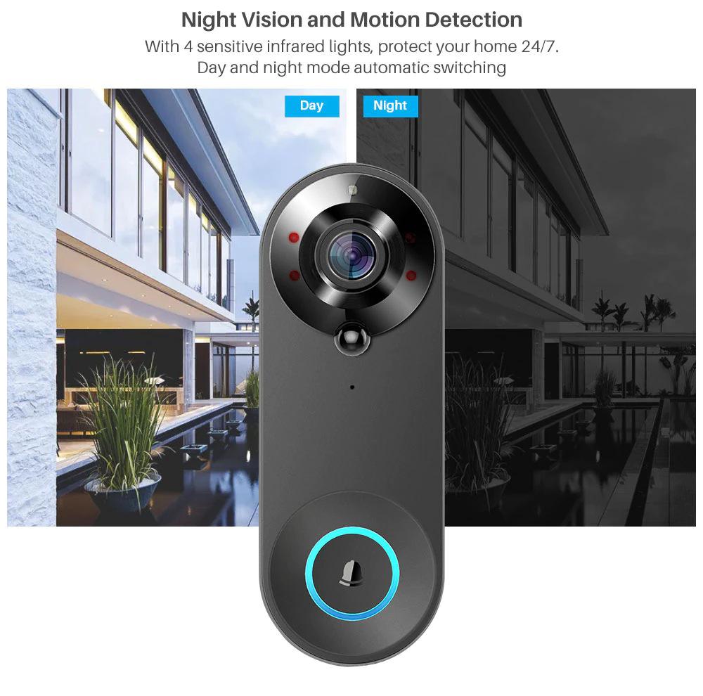 Smart WiFi Wireless Video Doorbell with Remote Home Monitoring and Voice Intercom