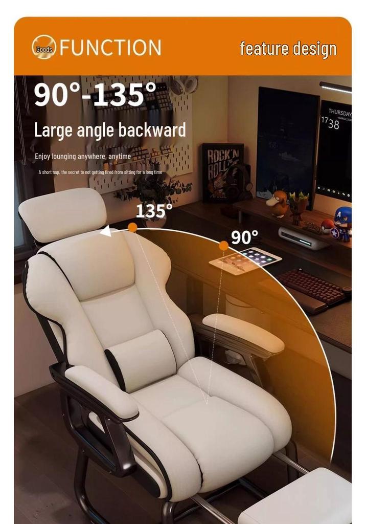 Ergonomic Reclining Computer and Office Chair for Comfortable Long Sitting