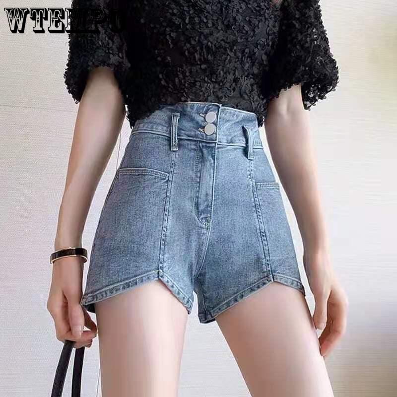 WTEMPO Denim Shorts Ladies Summer Loose High Waist Shorts Breathable Slim Wide Leg Pants