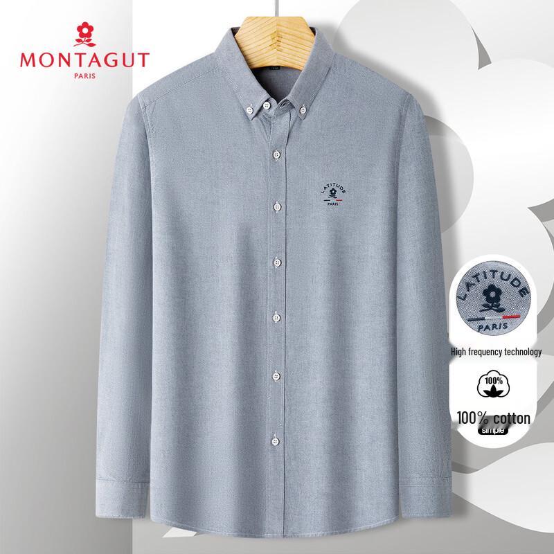 MONTAGUT Men s 100% Cotton Oxford Easy-Care Long Sleeve Shirt 54