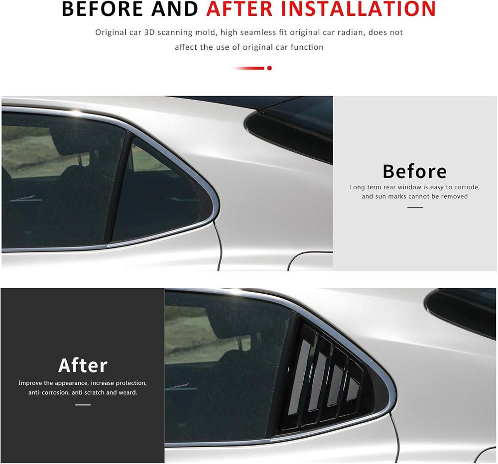 Rear Side Window Louvers for 2018-2024 Toyota Camry Air Vent Scoop Covers