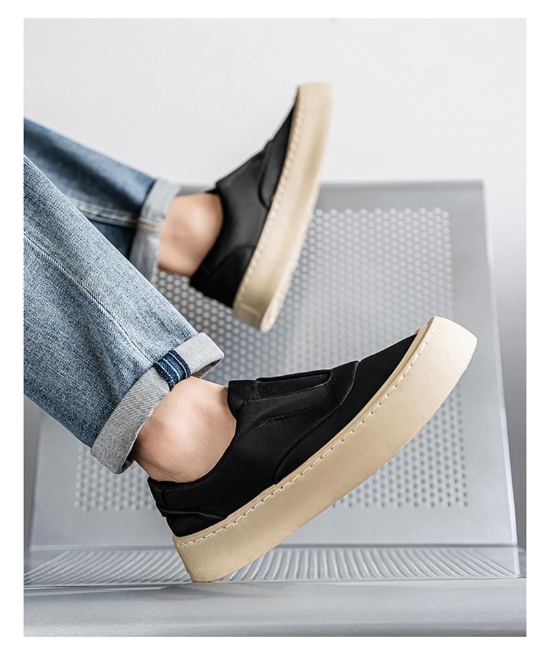 Canvas men's shoes, summer new, anti slip, thick sole, breathable, lightweight, lazy, one foot board shoes, men's sports shoes
