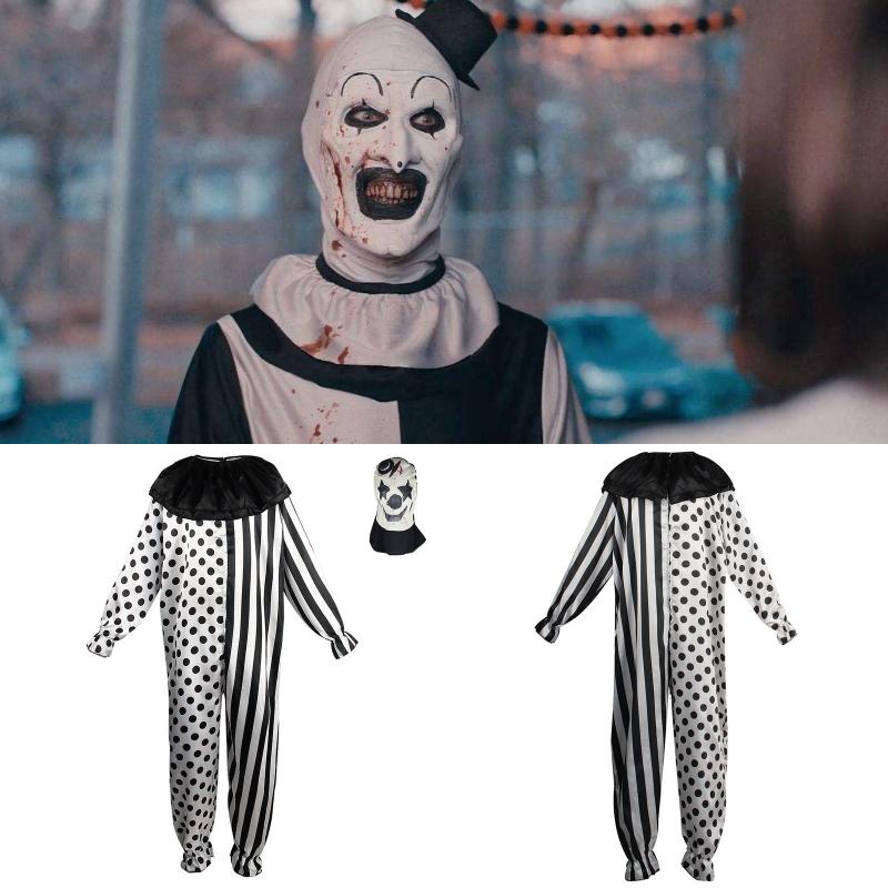 Clown Cosplay Terrifier Clothing Polyester Onesie Mask Halloween Party Costume