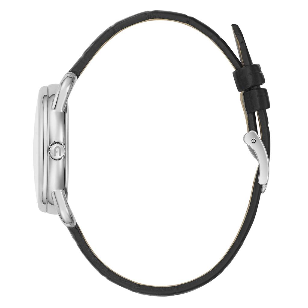 FURLA NEWSLEEK 33MM Watch with Silver Stainless and Quartz Black Women's Dial, Steel, Movement, WW00021004L1, [Used]