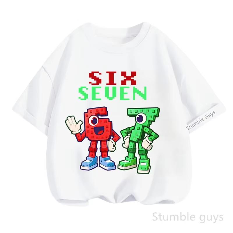 Kids Pixel Stumble Guys SIX SEVEN Number 67 Graphic TShirt Soft Cotton Cool Wear for Boys  Girlsdf0104