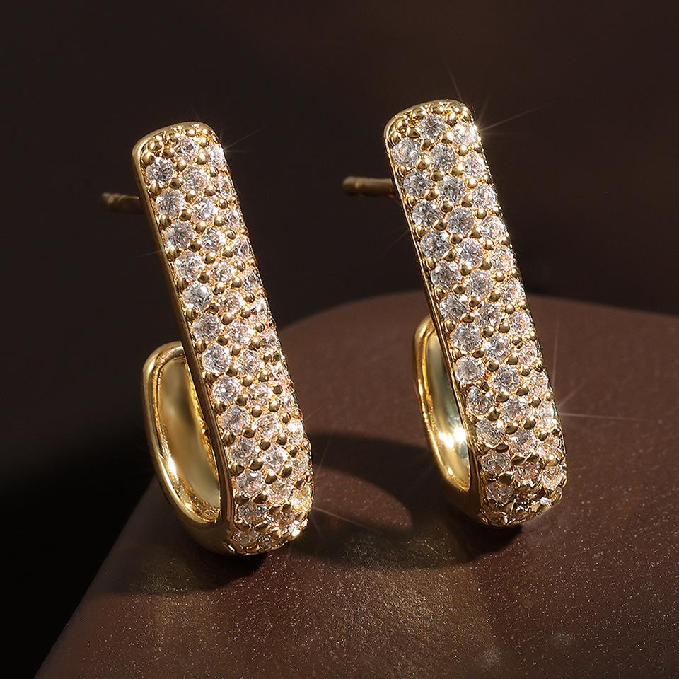 

Серьги High-End в стиле хип-хоп с полым дизайном и бриллиантами, не выцветают, простые серьги-кольца для женщин