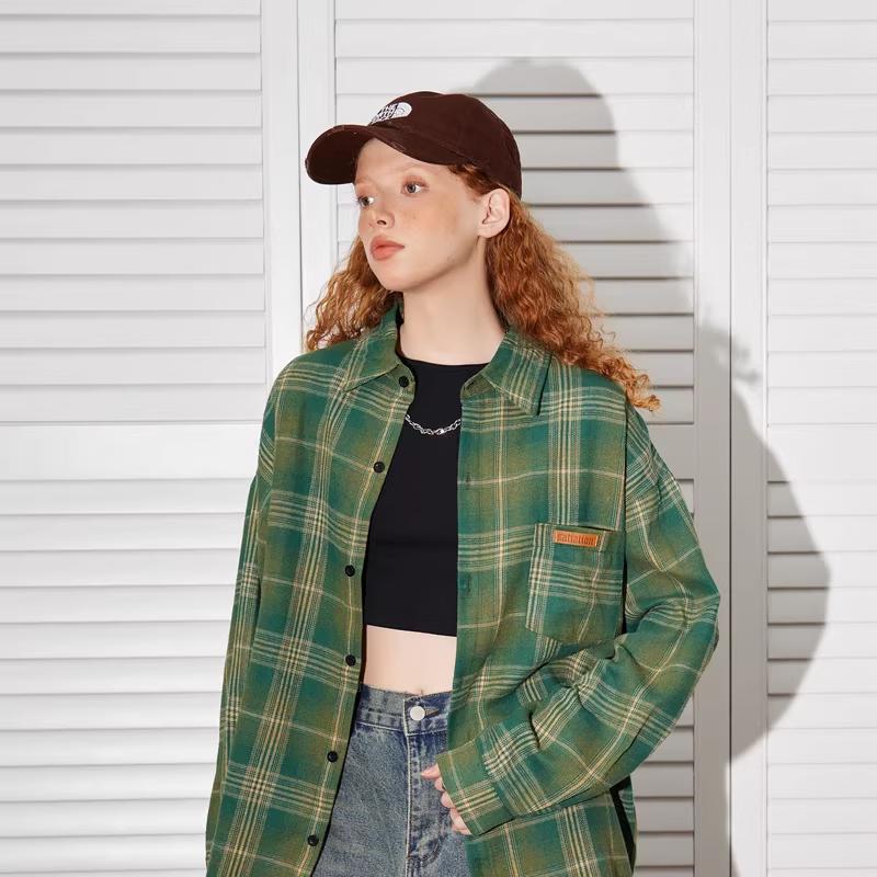 BEETLE TOWN Американская ретро клетчатая фланелевая рубашка XL