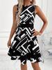 Elegant Color Block Striped Sleeveless Women's Slim Fit Dress