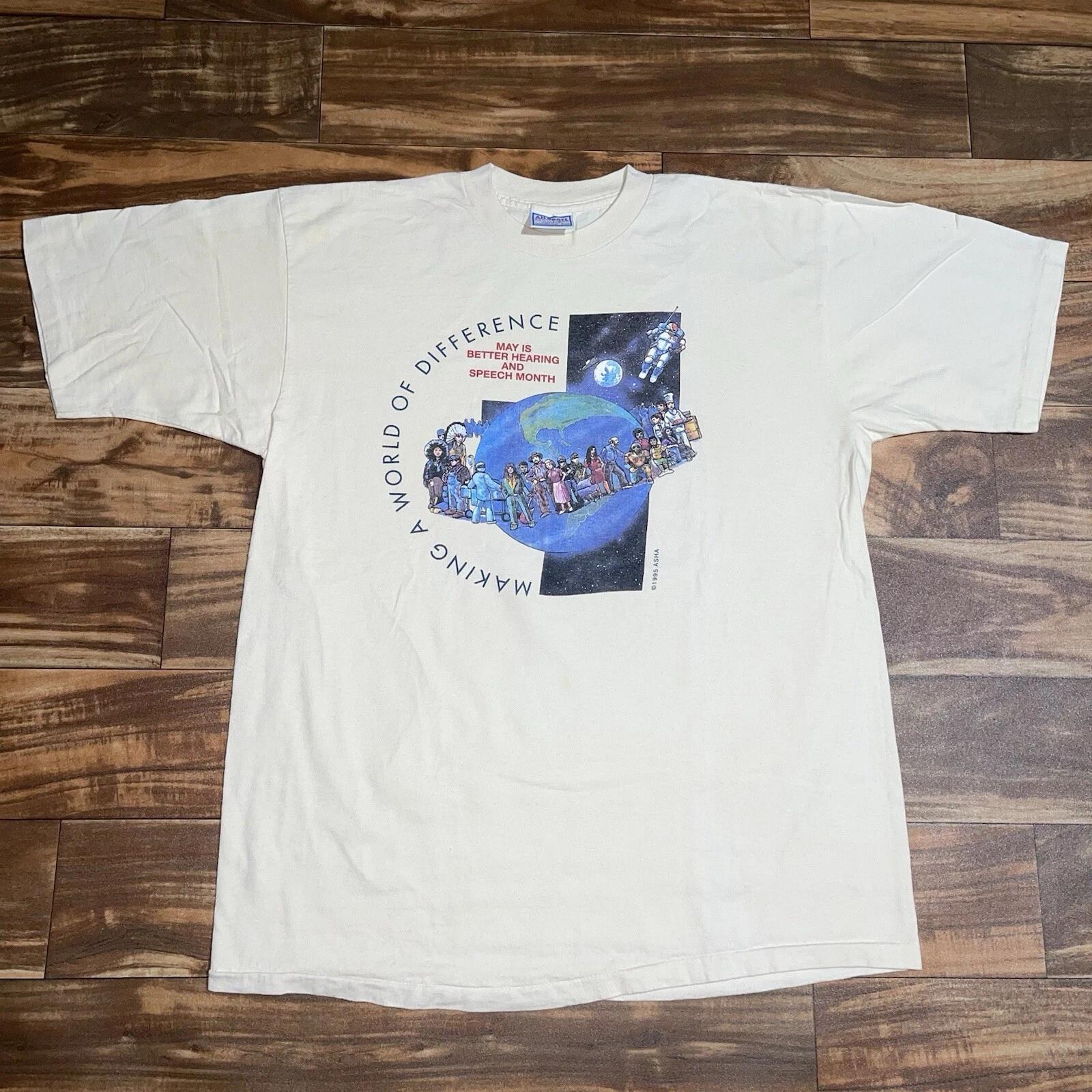 

Vintage Making A World Of Difference 1995 Graphic T-Shirt Size L/XL 4XL