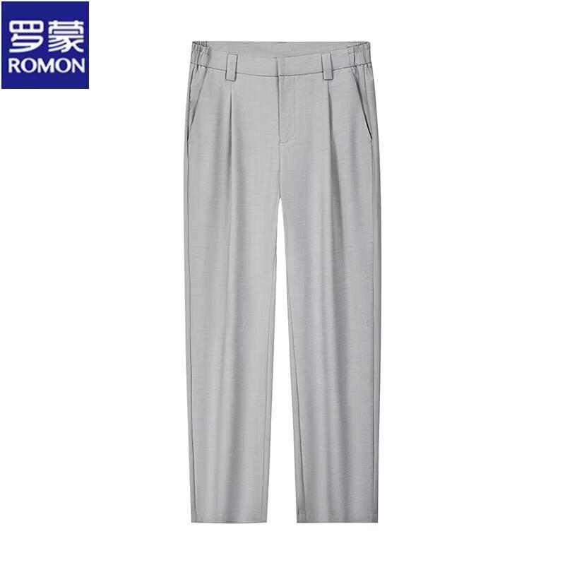 ROMON Men s Lightweight Draped Straight-Leg Business Casual Trousers 34