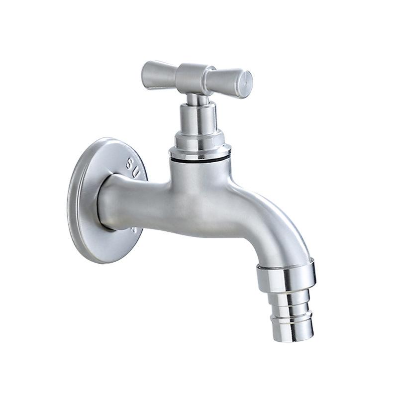 G1/2'' Badezimmer Waschmaschinenbecken Wasserhahn 304 Edelstahl Gebürstet Kaltwasserhahn Wandmontage Außen Gartenhahn