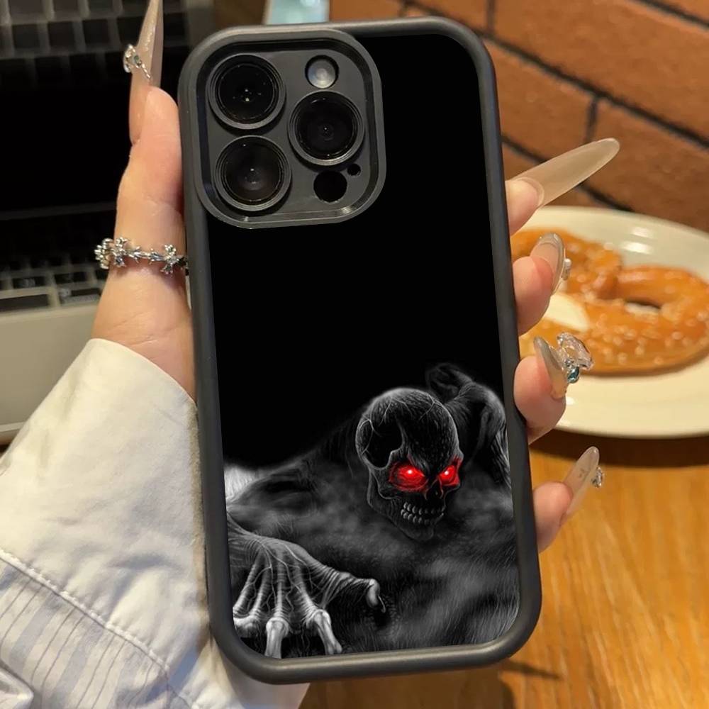 

Terror Black Skull Soft TPU Phone Case For iphone 17 Air 16 15 14 13 12 11 Pro Max Plus Cover iPhone 15