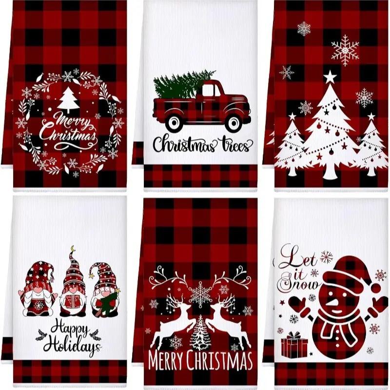 2PCS Christmas towel cloth, dish towel, cross-border microfiber Christmas printing, kitchen towel cloth, dish towel