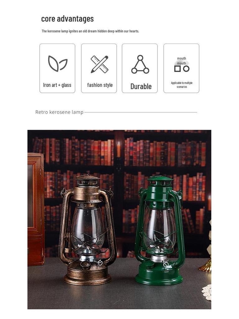 Vintage Handheld Kerosene Lantern: Antique-Style Outdoor and Household Lighting
