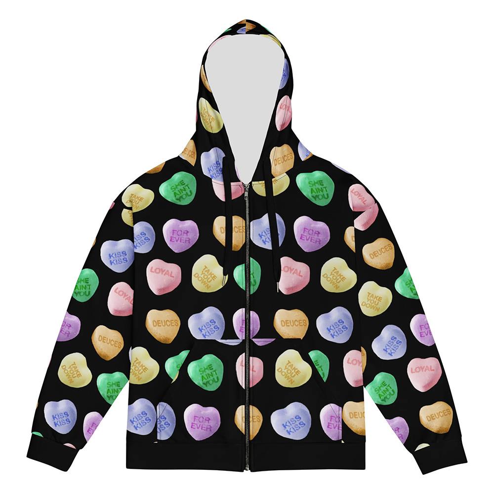 

Chris Brown CANDY HEARTS ZIP HOODIE Long Sleeve Fleece Hooded Sweatshirts Winter Warm Men Women Pullovers Graphic 3D Print Hoody XXXL