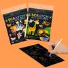 18 PCS Scratch Painting Papers Magic Rainbow Colored Drawing Set Space Animal Ocean Pirate Bamboo Stick Gifts for Boys Girls ZYF