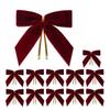 12pcs/set Vintage Christmas Tree Bows Velvet DIY Velvet Ribbon Bow Versatile Red Christmas Tree Decoration
