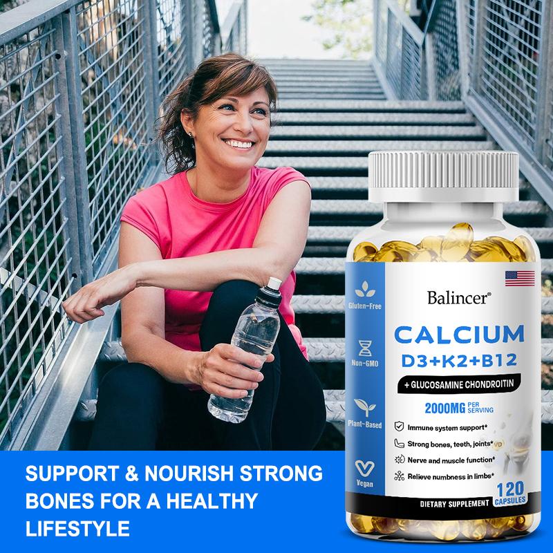 Calcio, Vitamina D3, K2, B12 120 capsule molli