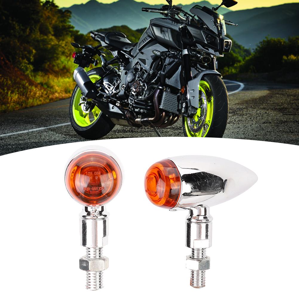 2Pcs Motorcycle Bullet Turn Signal Lamp Indicator Light Modification AccessorySilver Yellow Cover