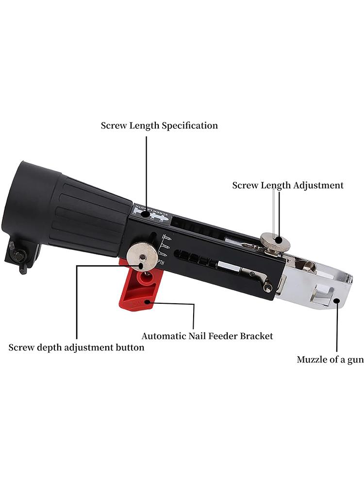 1 Set Chain Screw Gun Head Automatic Nail Gun Electric Batch Woodworking Decoration Rechargeable Self Tapping Screwdriver