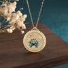 Cloisonné Enamel Lotus Jade Round Pendant Retro Necklace