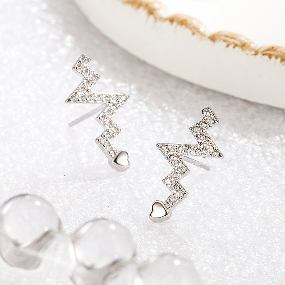 Love Electrocardiogram Stud Earrings Fashion Stud Earrings Personality Trendy Earrings Femininity Fashion Ear Jewelry
