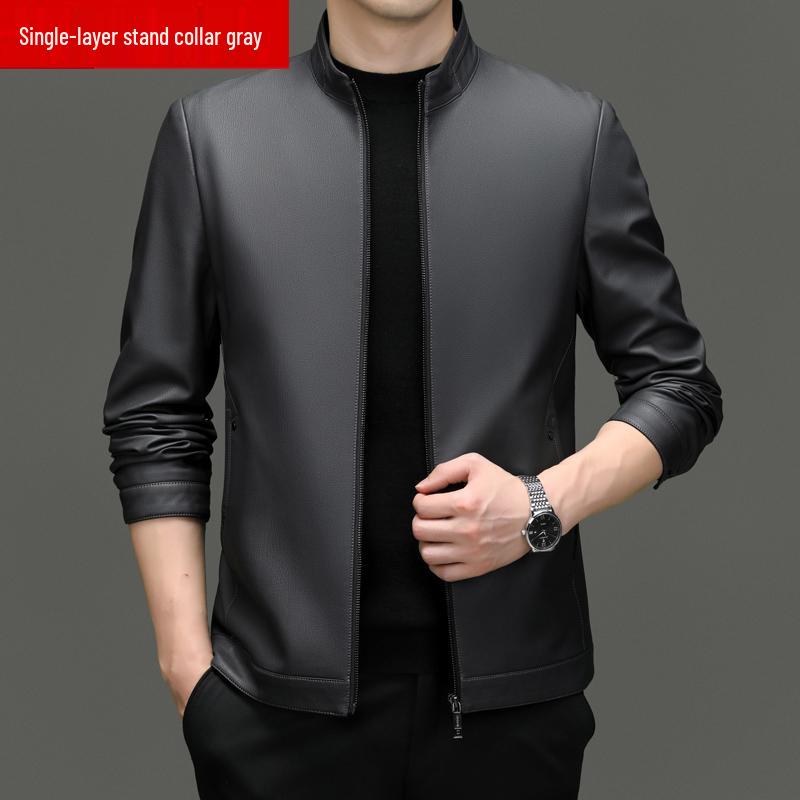 Pierre Cardin Men's Sheepskin Biker Jacket - Plus Velvet, Thick, Autumn/Winter.