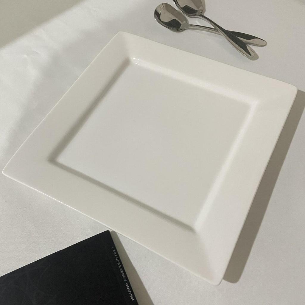 Rechteckige Keramikplatte Reinweiß - Westliches Steak, Dessert, Haushaltsgeschirr, Einfarbiges Design.